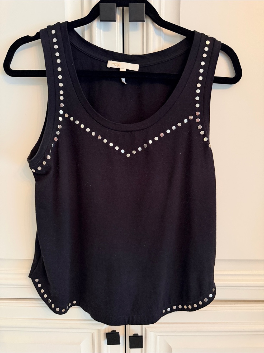 Maje Black Tank Top with Silver Studs